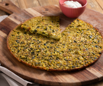 Farinata de guisantes con calabacines