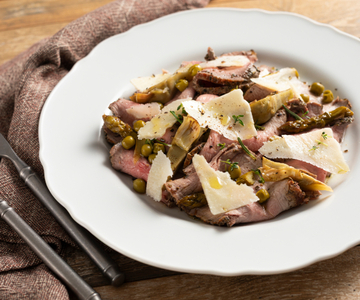 Roast beef con verduras agridulces