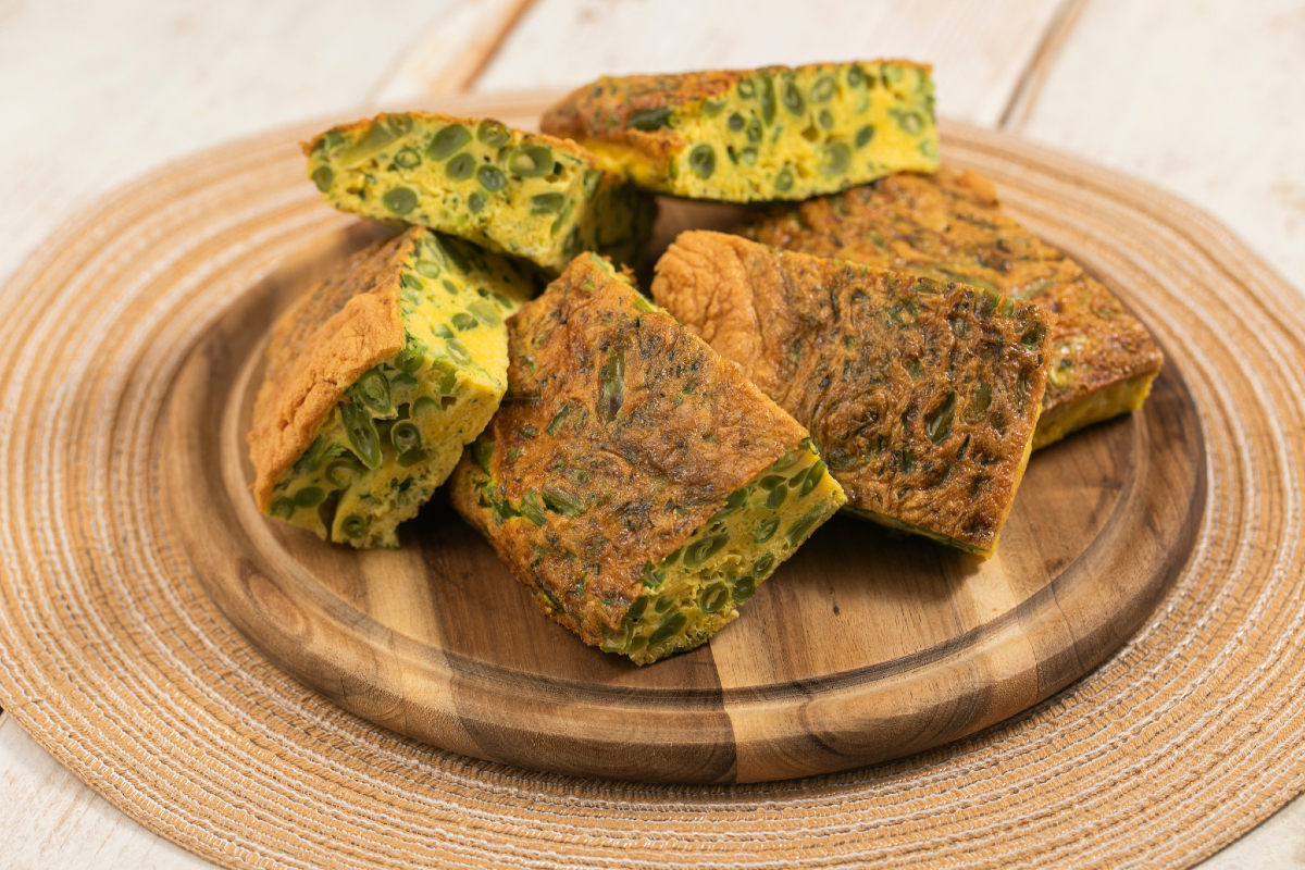 Tortilla con judías verdes en freidora de aire