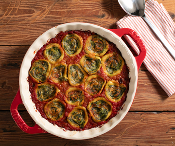 Rollitos de pasta con espinacas