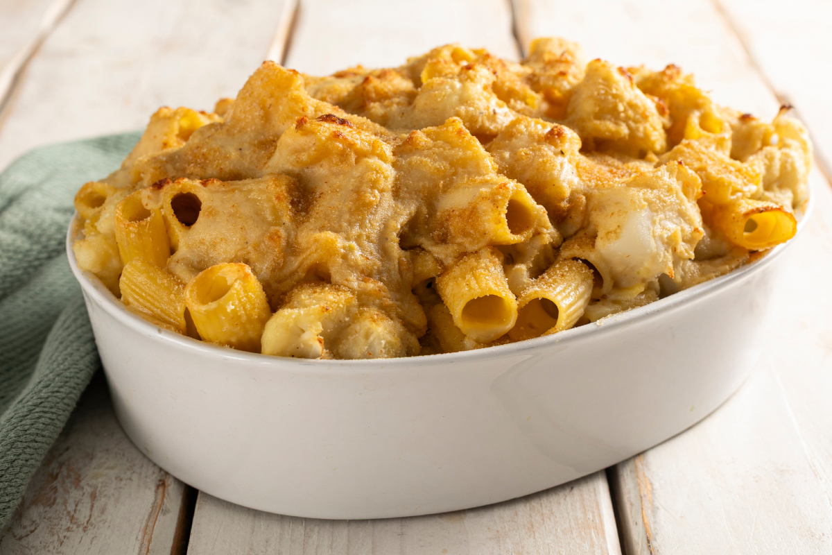 Pasta al horno con coliflor vegana