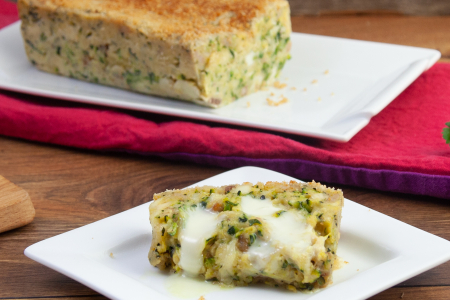 Pastel de calabacín con corazón fundente