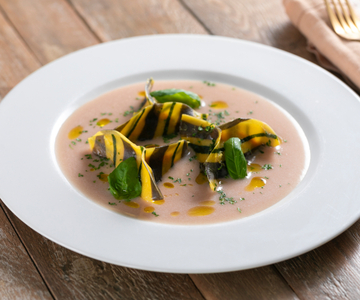 Ravioles de pescado con tres masas