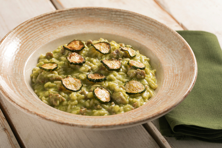 Risotto de calabacín y salchicha