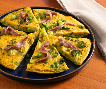 Tortilla de guisantes y brócoli
