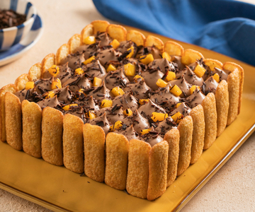 Tiramisú de mango y chocolate con Pavesini