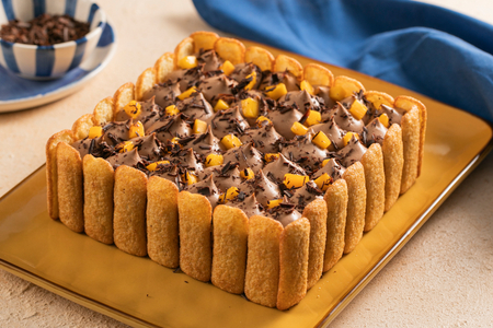 Tiramisú de mango y chocolate con Pavesini