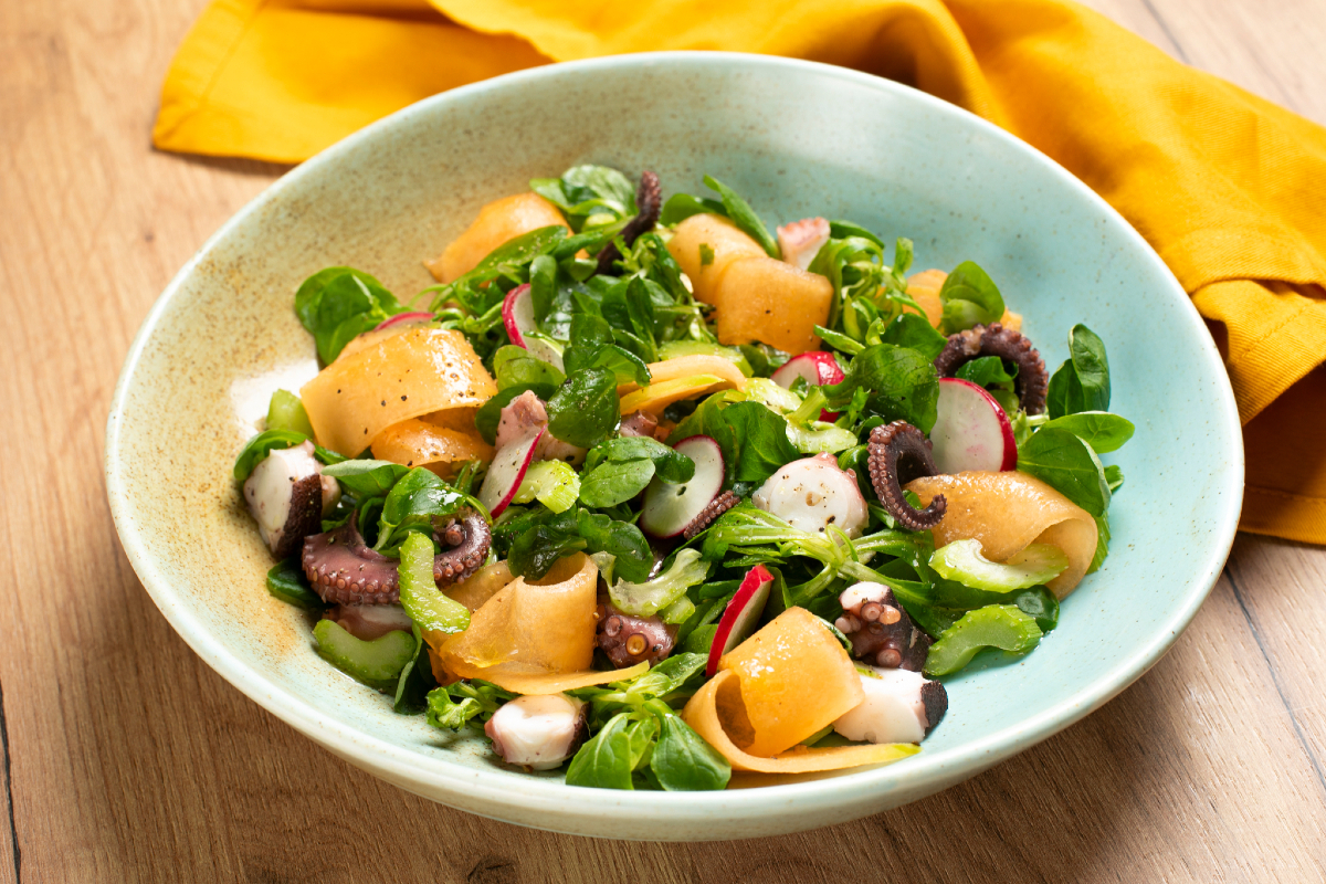 Ensalada de pulpo y melón