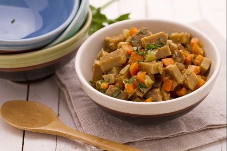 Estofado de seitán con verduras guisadas