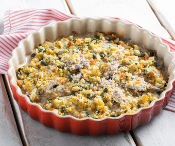 Anchoas al horno con pan rallado crujiente
