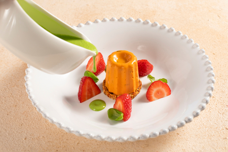 Bavarois vegano de tomate datterino
