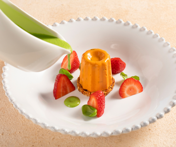 Bavarois vegano de tomate datterino