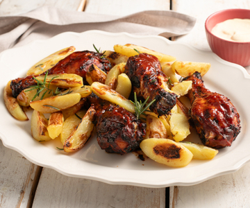 Muslos de pollo en la freidora de aire con salsa barbacoa