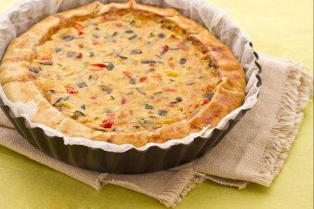 Quiche con verduras y panceta