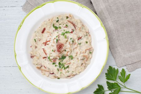 Risotto con cerveza y speck