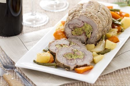 Rollo de ternera con verduras