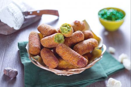 Croquetas de guisantes y ricotta