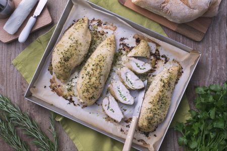 Bolsillos de pollo con queso de cabra al horno
