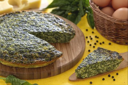 Tortilla al horno con ricotta y espinacas
