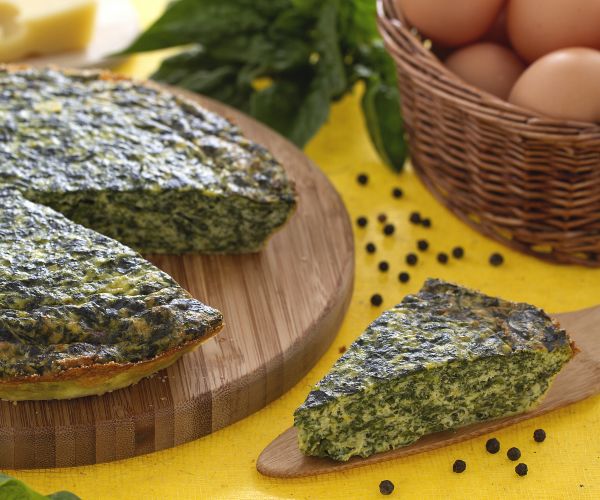 Tortilla al horno con ricotta y espinacas