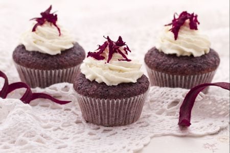 Cupcake de zanahorias moradas