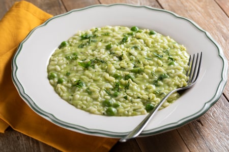 Risotto con guisantes y menta