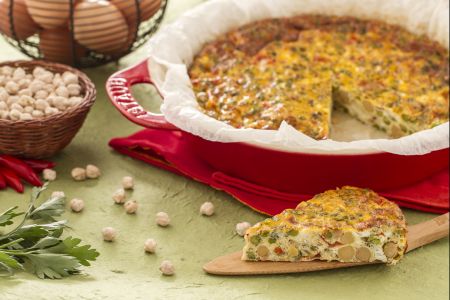 Tortilla al horno con garbanzos