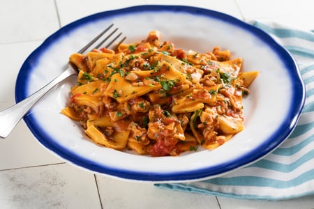 Maltagliati con ragú de sepia