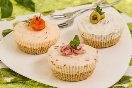 Trío de cheesecakes salados