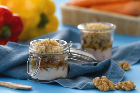Mini crumble de verduras y yogur