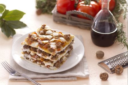 Lasañas con ragú de cordero