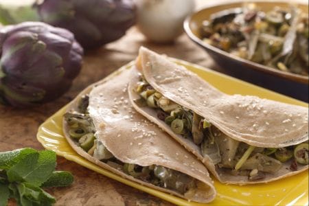 Crepe de espelta con caponata