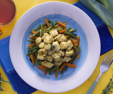 Pavo al curry con verduras crujientes