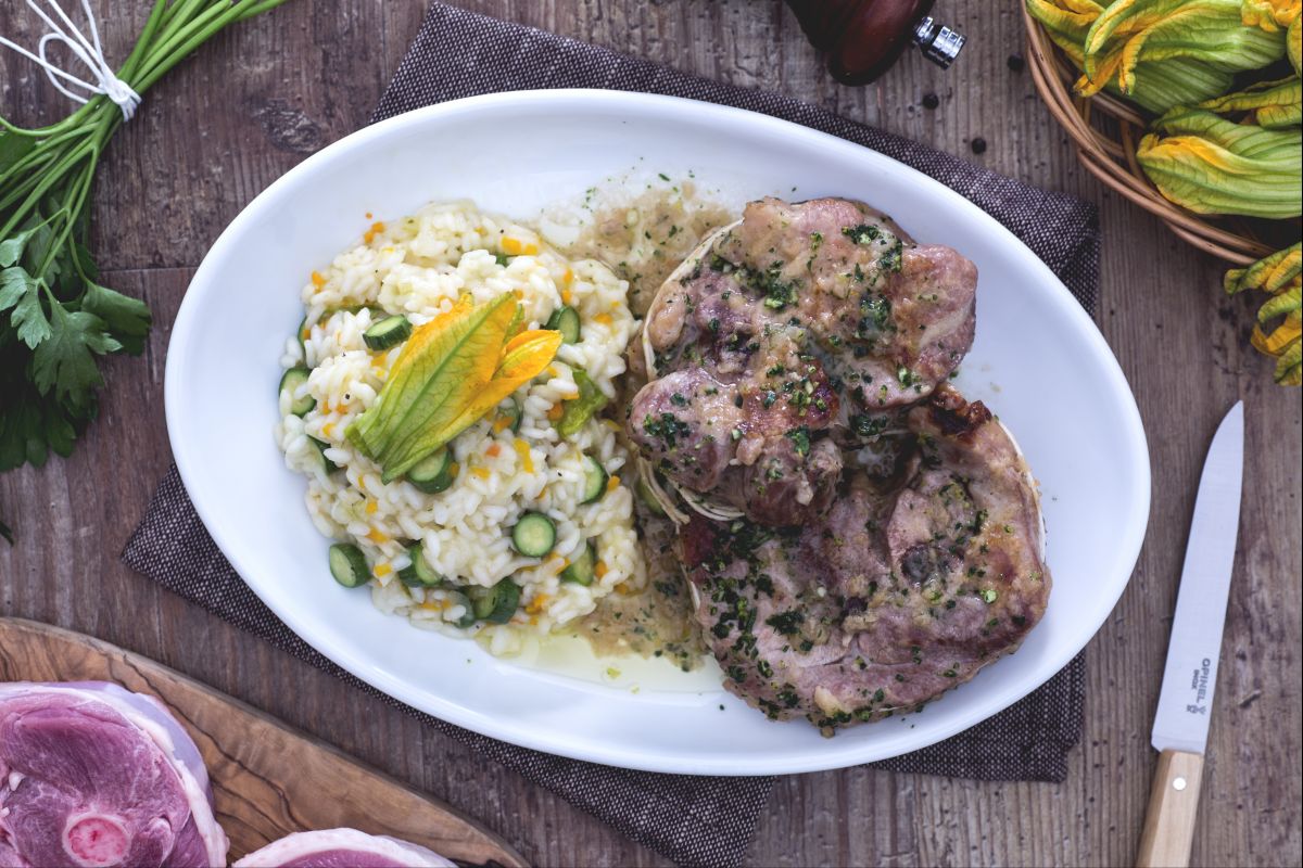Osobuco de pavo con risotto