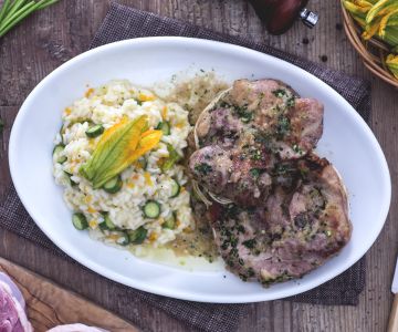 Osobuco de pavo con risotto