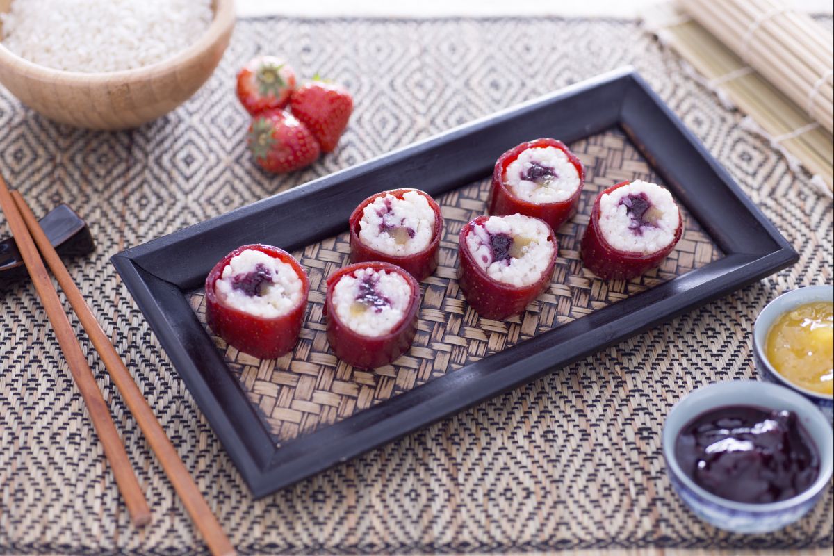 Sushi dulce con mermeladas mixtas