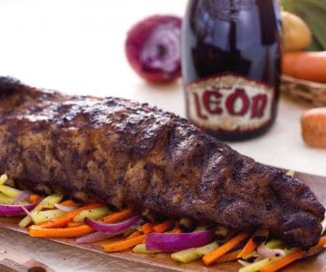 Costillas a la cerveza con verduras