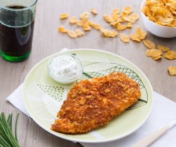 Pechuga de pollo con copos de maíz