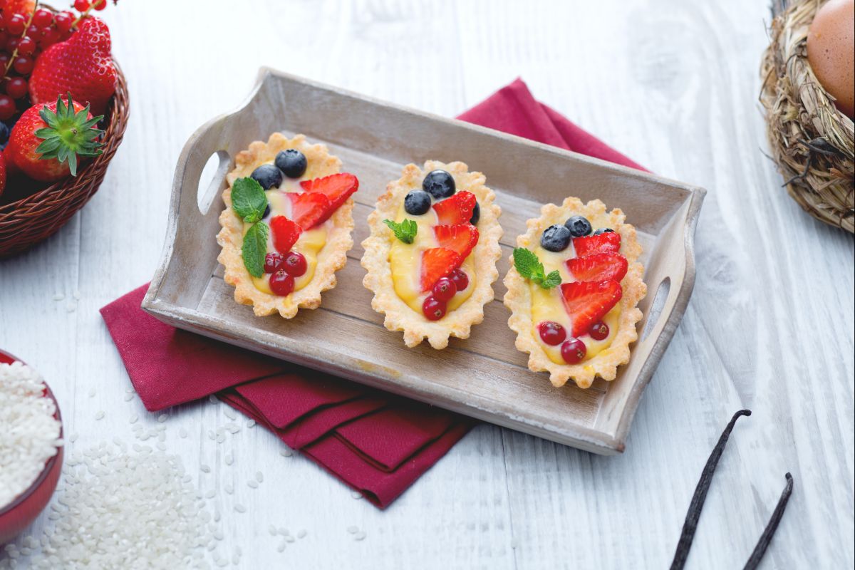Barquitas de arroz con frutos rojos