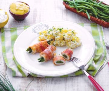 Rollitos de pollo y judías verdes