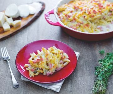 Pastel de mini penne con jamón y mozzarella