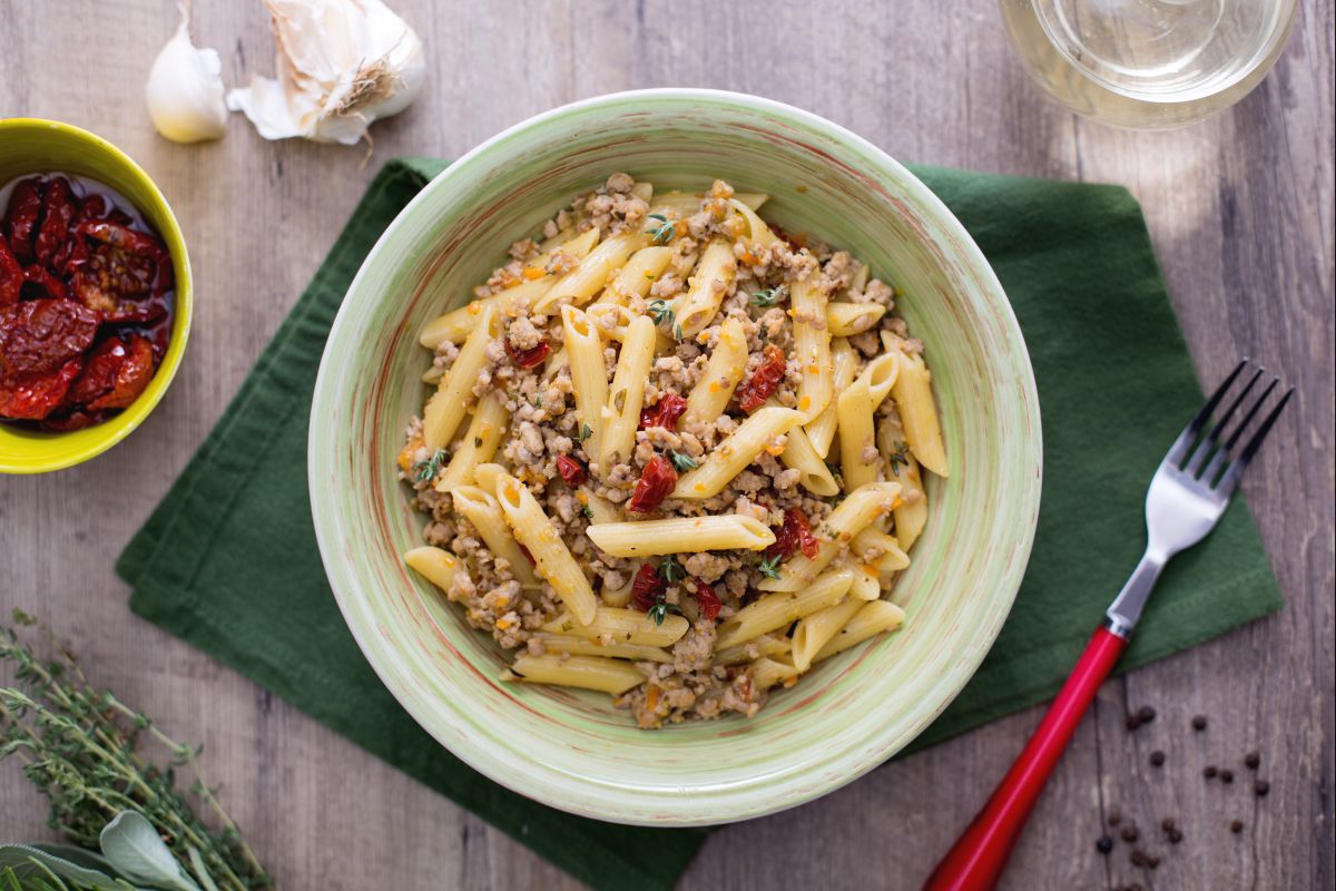 Penne con ragú de pavo