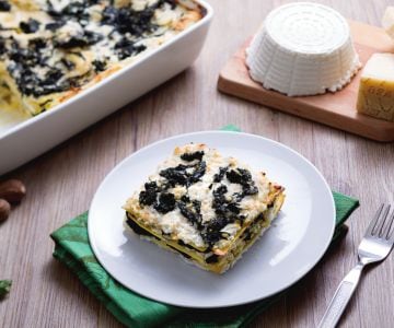 Lasaña con ricotta y ortigas