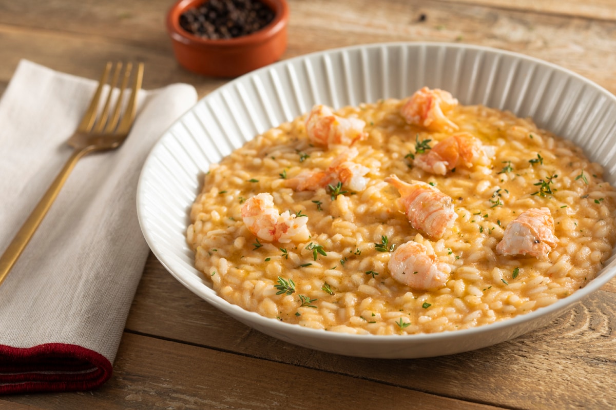 Risotto a la crema de langostinos