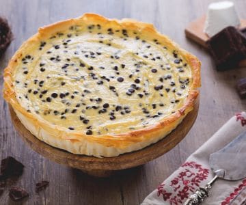Tarta de pasta filo con ricotta y chocolate
