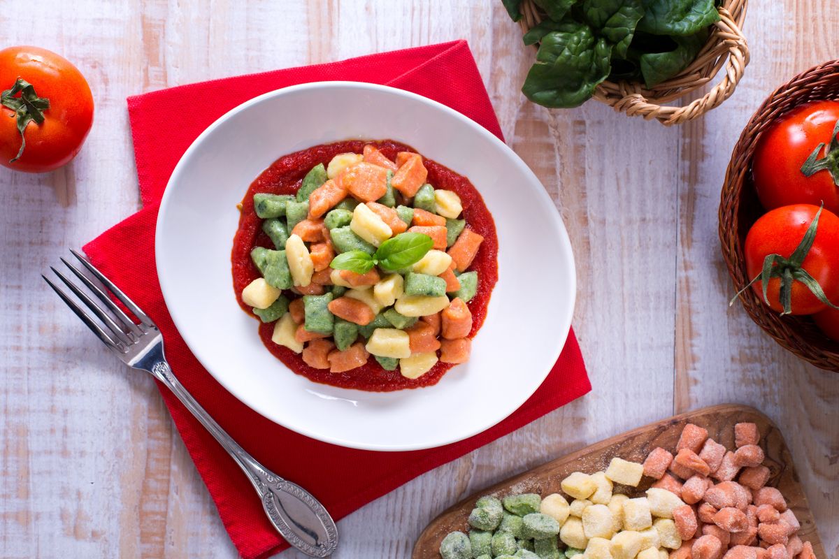 Gnocchi de patata tricolor