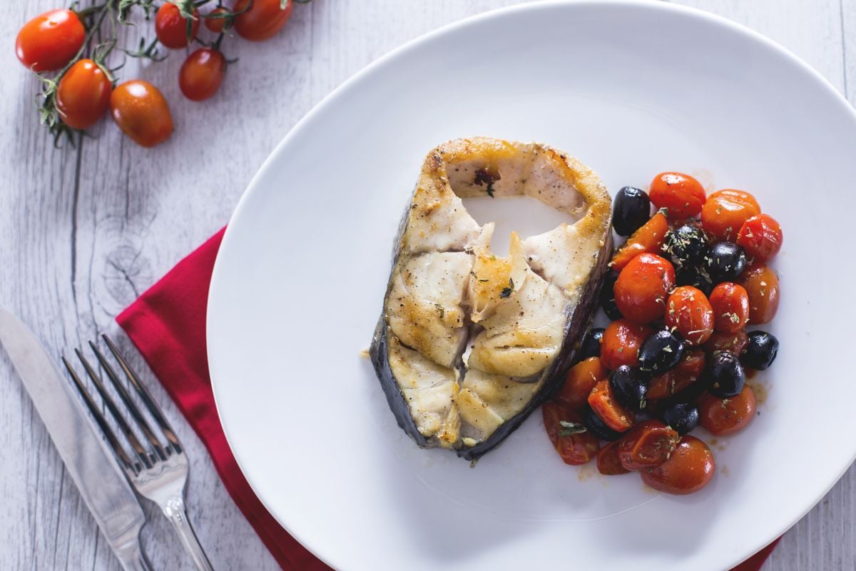 Rodaja de corvina a la parrilla
