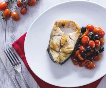 Rodaja de corvina a la parrilla