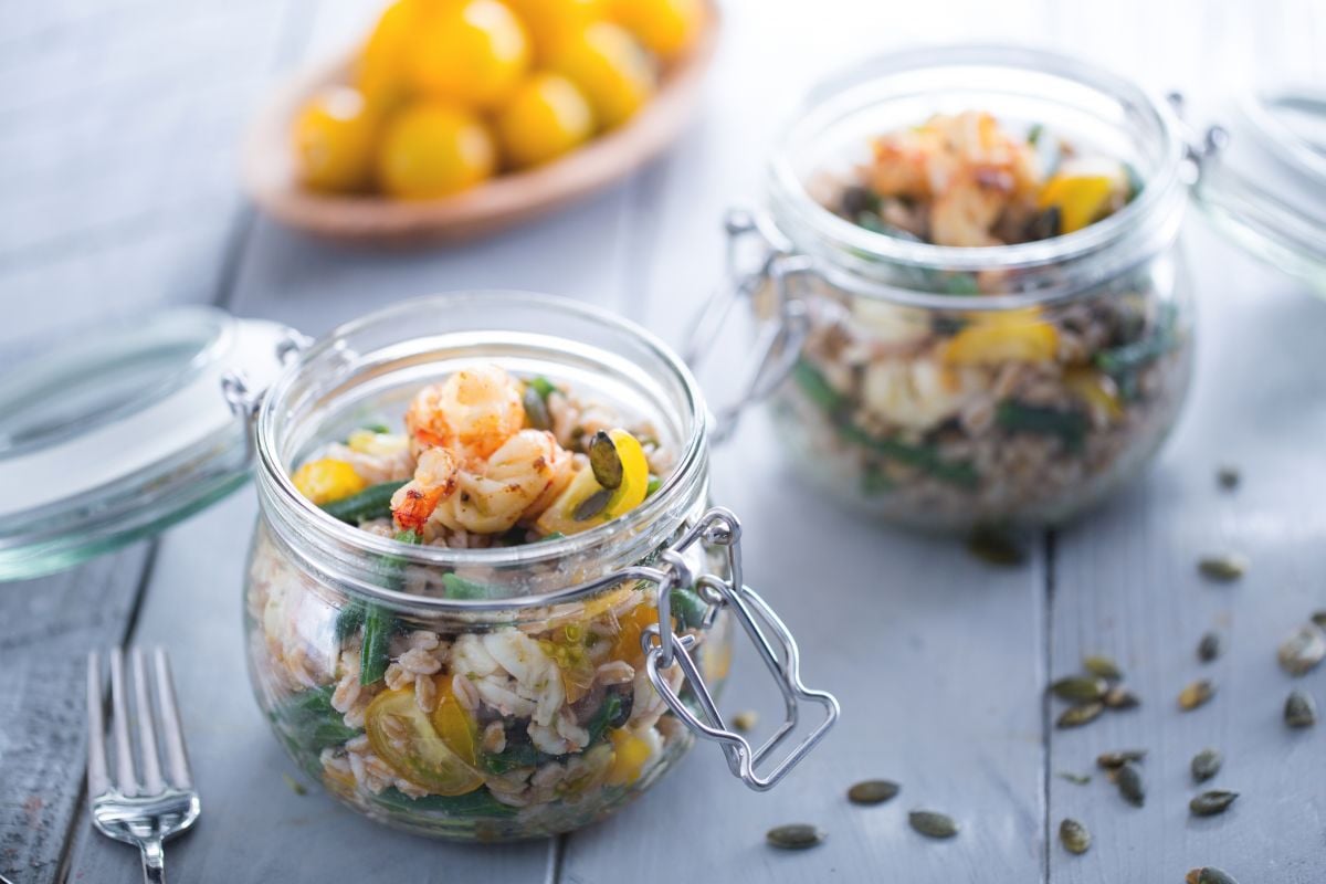 Ensalada de espelta y gambas