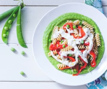 Pasta con vainas de guisantes